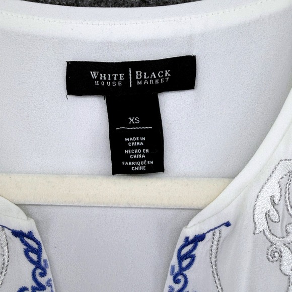 White House Black Market Embroidered V Neck‎ Sleeveless Flowy Tank Top XS Office - Picture 5 of 9
